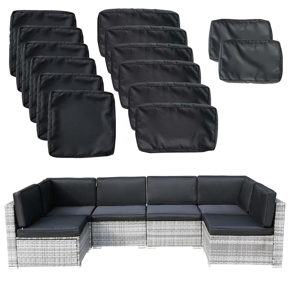 FKS LIFE Outdoor Cushion Slipcovers 25.6x25.6x3.9 inches Patio Cushion Covers Splash Proof Water with Zipper Furniture Cushion Cover