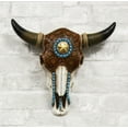 thumbnail image 2 of Western Star Tooled Leather Steer Bison Buffalo Bull Cow Horned Skull Wall Decor, 2 of 7