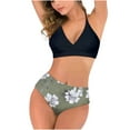 thumbnail image 2 of Feimerou Women High Waisted Bikini Sets Sexy Tummy Control Swimsuits Fashion Floral Printed Push Up Padded V Neck Two Piece Bathing Suit, 2 of 7