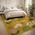 thumbnail image 3 of ODIKA 8'x10' Washable Area Rug Yellow Whimsical Botanical and Abstract Shapes Contemporary Design with Floral Geometric for Living Room, Under Sectional, Family , Durable, Non-Slip, 3 of 7