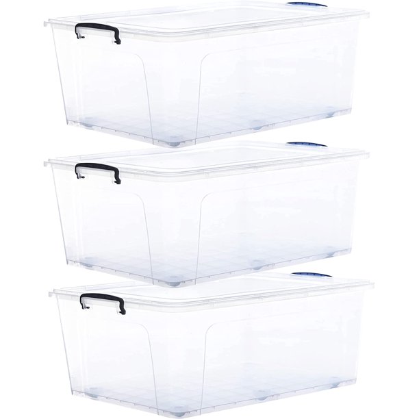 Superio Storage Containers With Wheels (3 Pack), Stackable Large