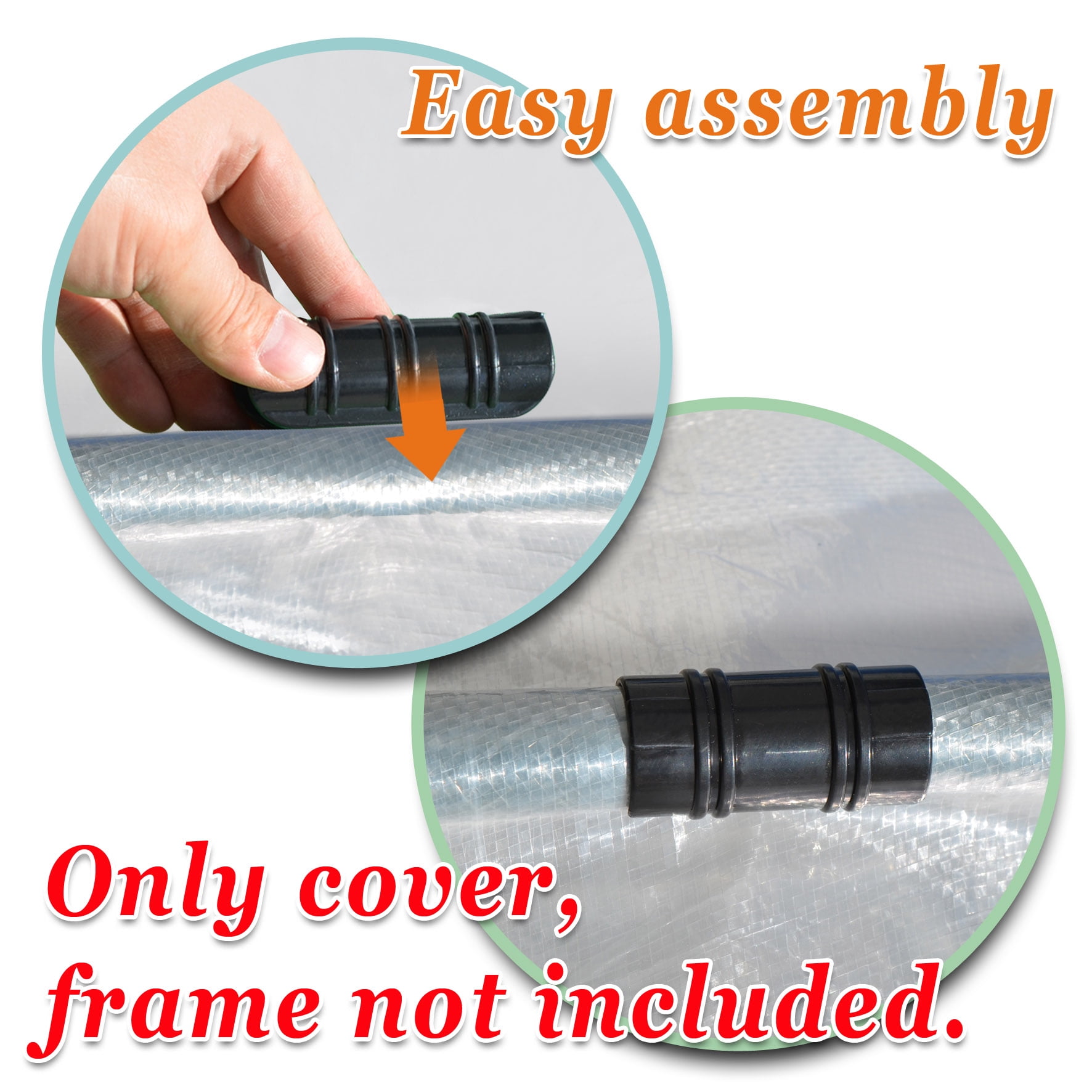 SUNNY Greenhouse Replacement Cover Half-Transparent Greenhouse Cover (24.6'x10'x7')