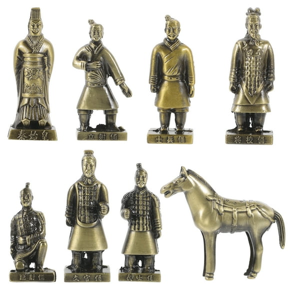 8pcs Emperor Qin Statue Decorations Retro Terracotta Warriors Creative Figurine Collections