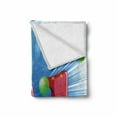 thumbnail image 2 of 21st Birthday Soft Flannel Fleece Throw Blanket, Blue and White Colored Abstract Backdrop with the Party Balloons, Cozy Plush for Indoor and Outdoor Use, 50" x 60", Pale Green and Red, by Ambesonne, 2 of 6