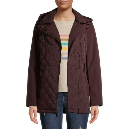 BCBG Women’s Quilted Moto Jacket with Hood