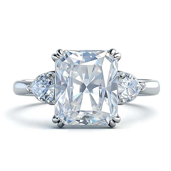 4 Carat Moissanite Rings for Women D Color VVS1 Clarity Emerald/Radiant Cut Engagement Ring 925 Sterling Silver Anniversary Wedding Promise Ring Size 5-9