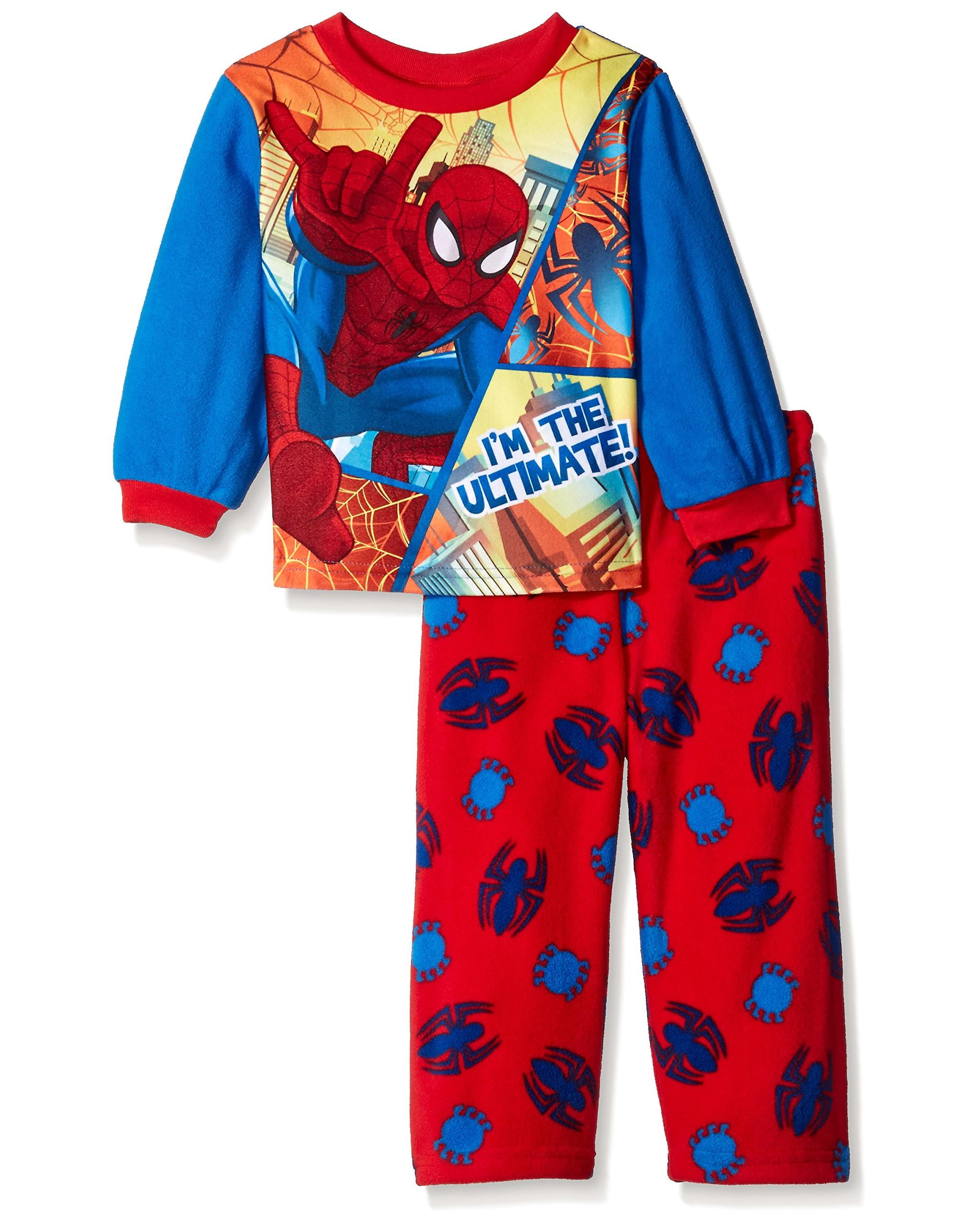 Marvel Boys' Spiderman Ultimate 2Piece Fleece Pajama Set, Red, Size