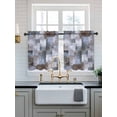 thumbnail image 2 of Grey Blue Brown Tier Curtains 36 Inch Length,Sheer Curtains for Bedroom Living Room Window Abstract Gradient Color Blocks Geometric Small Half Window Kitchen Curtains & Drapes 27.5"x36" 2 Panels, 2 of 6