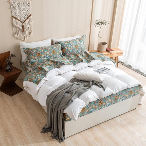 Cotton Floral Queen Sheets Deep Pocket, Vibrant Paisley Flowers Printed on Green Pattern Sheets for Queen Bed Botanical Preppy Bed Sheets 4PCS Set