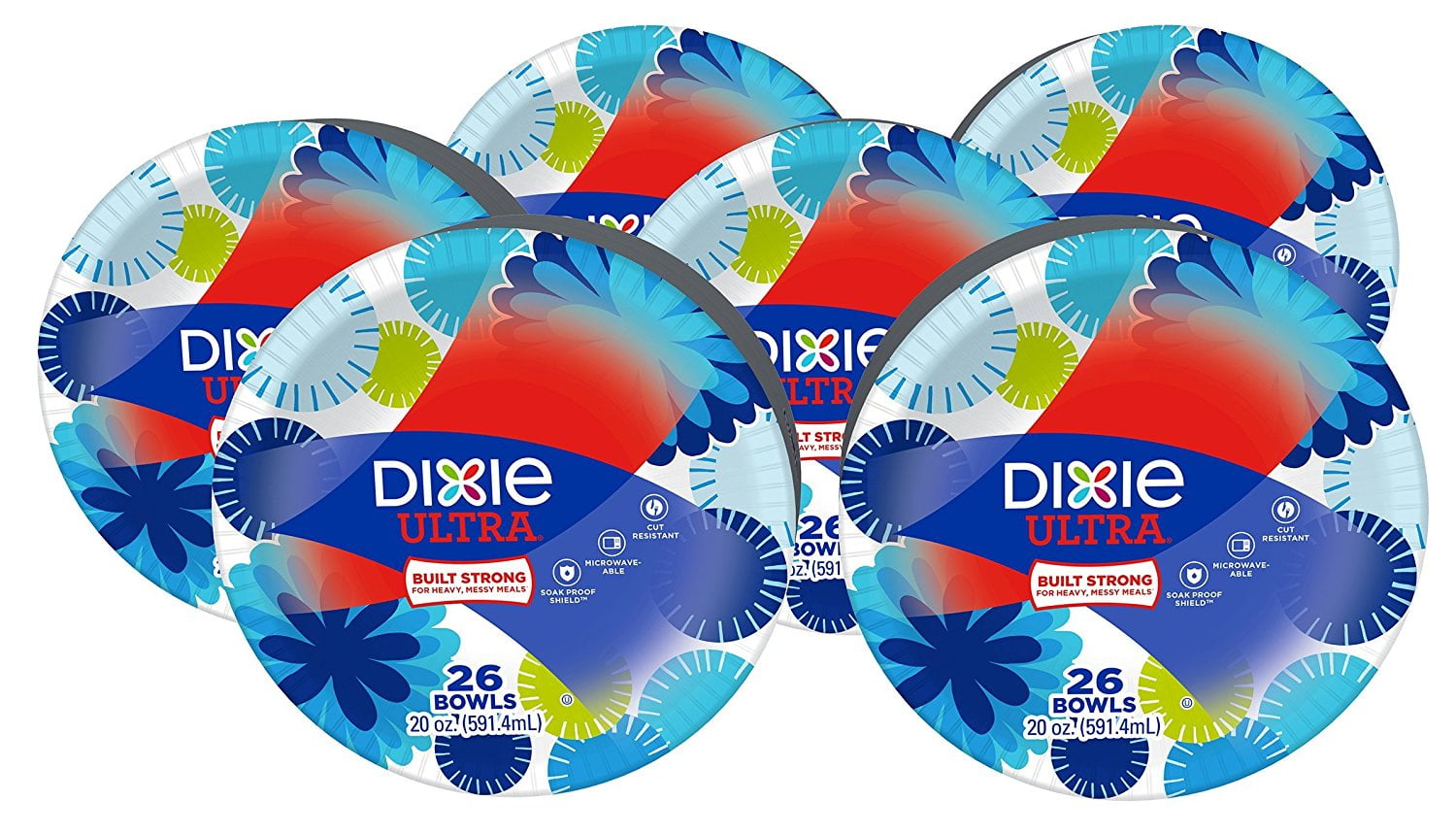 Dixie Ultra Paper Bowls, 20 Oz, 156 Count, 6 Packs of 26 Bowls, Dinner