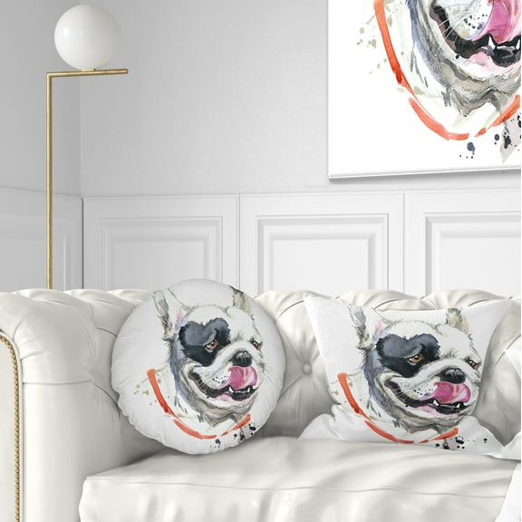Designart Kiss French Bulldog Illustration - Animal Throw Pillow - 12x20
