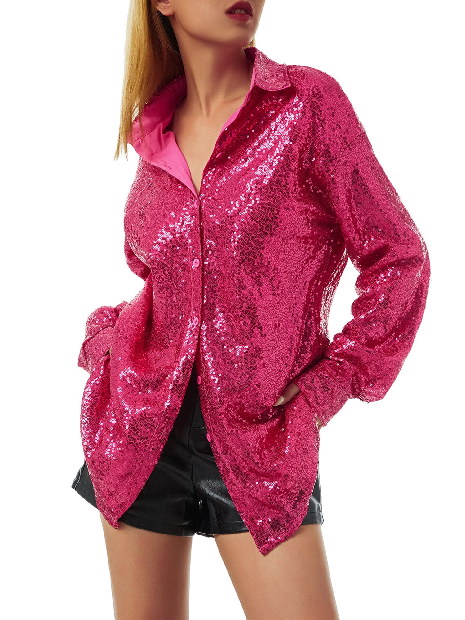 hot pink sequin blouse