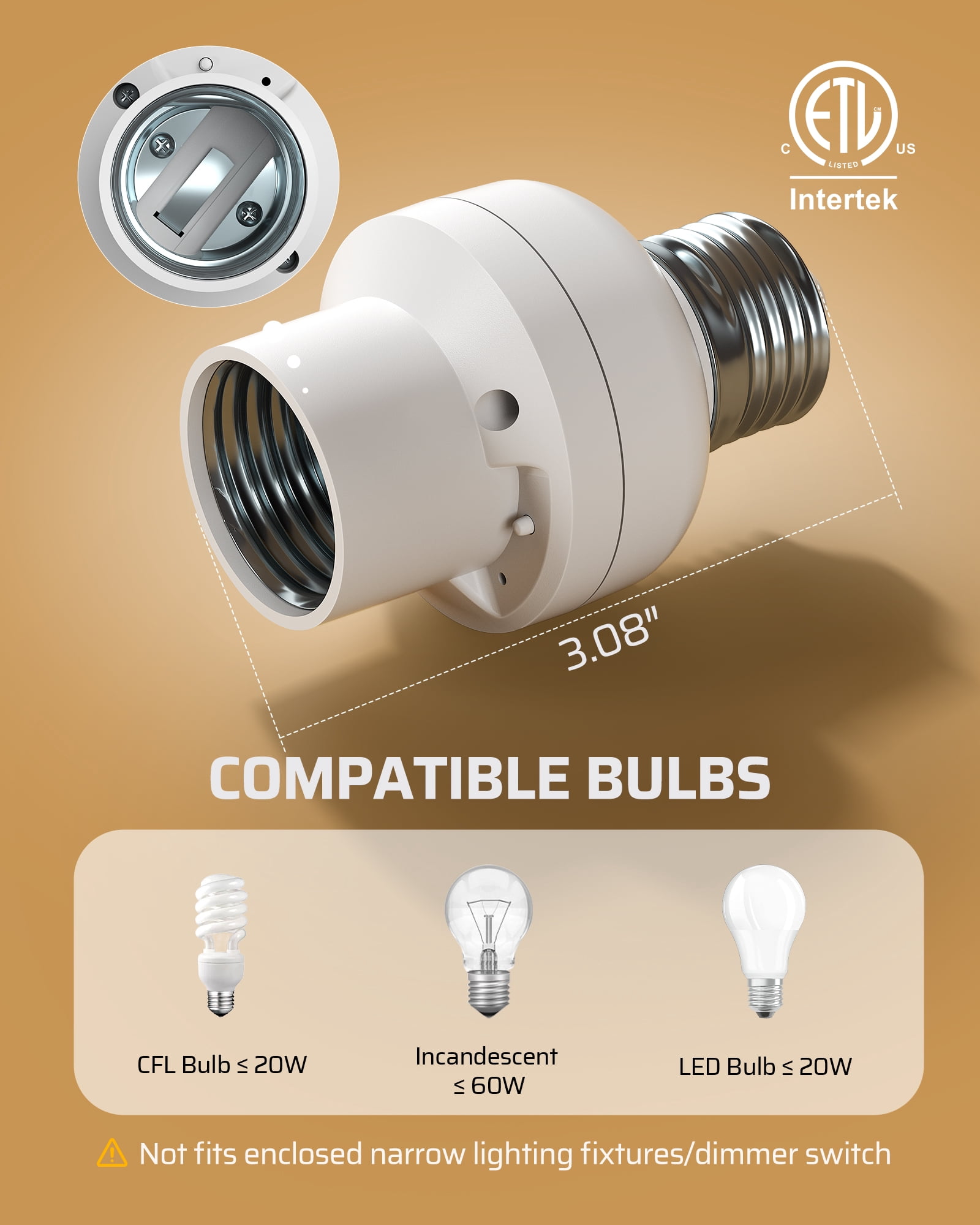 DEWENWILS Remote Control Lamp Bulb Socket E26 E27 Bulb Base for Festival Pull Chain Light Fixture, No Wiring, ETL Listed