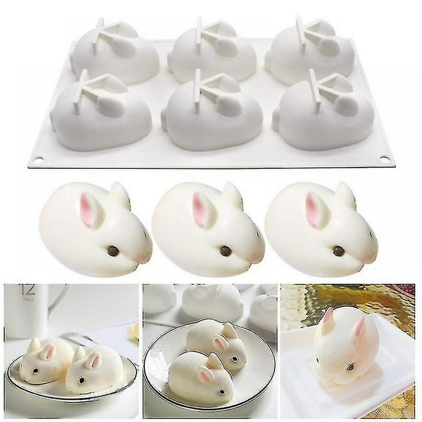 Moldes de silicona para decorar tartas en 3D, molde para postres con forma de conejo