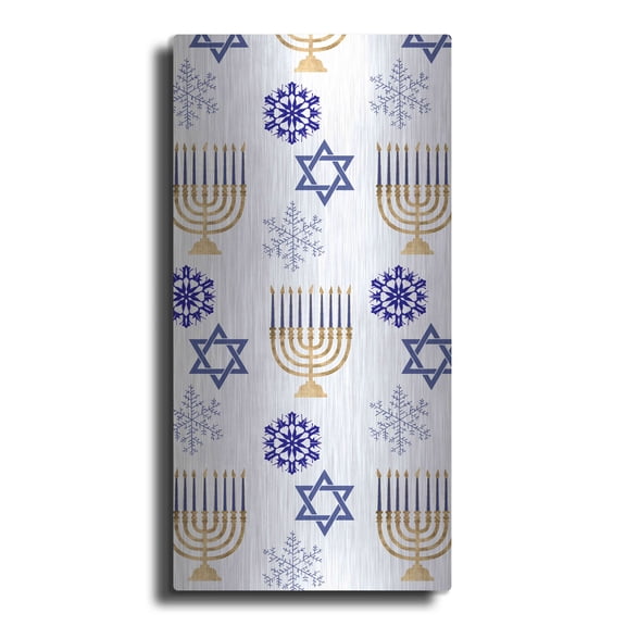 Luxe Metal Art 'Punny Hanukkah Collection B' by Alicia Ludwig, Metal Wall Art, 12"x24"