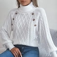thumbnail image 4 of Buigttklop Women'S Lantern Long Sleeve Sweaters Oversized Turtleneck Cozy Chunky Cable Knit Tunic Sweater Pullover Jumper Tops, 4 of 6