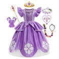 thumbnail image 2 of Sophia el primer disfraz de Anime niñas vestido de princesa púrpura Floral vestido de baile niños carnaval fiesta ropa Sofía Cosplay Robes2T (etiqueta 100) Gao Jinjia LED, 2 of 2