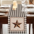 thumbnail image 3 of Table Runners 70 Inches Long Dress Scarves, Western Texas Star Retro Farmhouse Coffee/Dining/Kitchen Table Decor, Holiday Table Runner, Rustic Vintage Berry Black Beige Plaid 13x70 Inch, 3 of 9