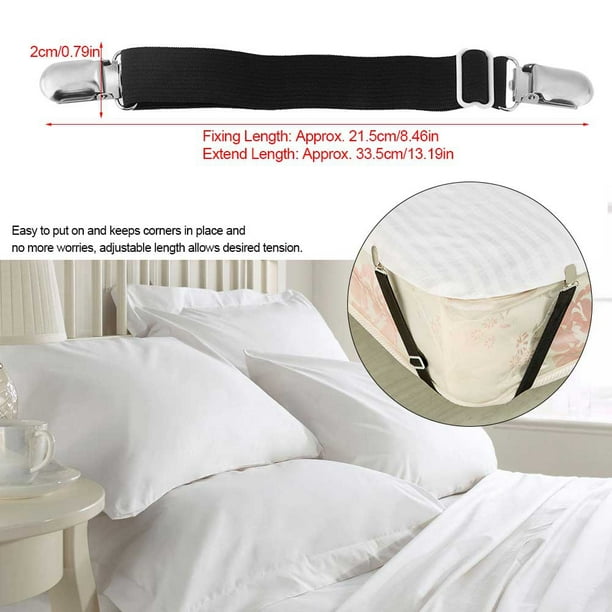 Noref Bed Sheet Holder, Bed Sheet Fastener, 4Pcs/lot Adjustable Bed Sheet  Clip Fasteners Straps Elastic Holder Fixing Clamp