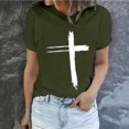 thumbnail image 1 of Daisyyozoid Nouvelles Arrivées Hauts pour Femmes Joyeuses Pâques Lettrage Imprimé Col Rond Manches Courtes Haut Manches Courtes Col Rond Chemise, 1 of 5