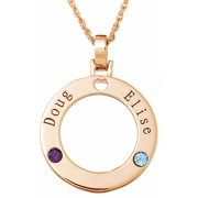Personalized Planet 14kt Gold-Plated Couples Name & Birthstone Disc Necklace