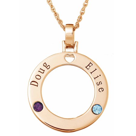 Personalized Planet 14kt Gold-Plated Couples Name & Birthstone Disc Necklace
