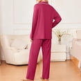 thumbnail image 4 of HAiming Womens Pajamas Set Long Sleeve V-Neck Button down Tops Pants 2 Piece Pjs Sleepwear Casual Soft Loungewear, 4 of 4