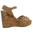 thumbnail image 3 of Delicious Women's Raffia Open Toe Ankle Strap Cork Wedge Color: Tan, Size: 6, 3 of 5