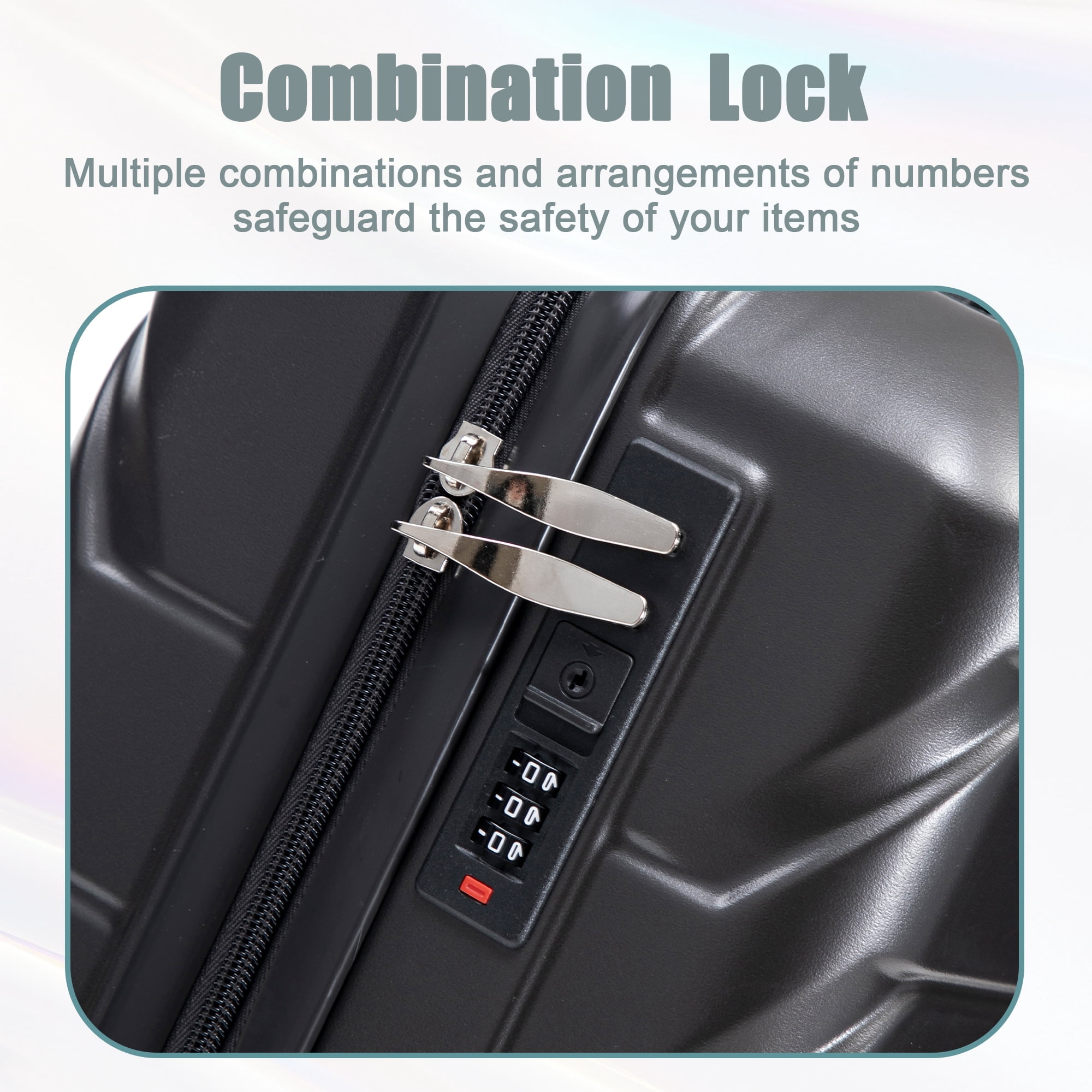 Alvantor 2 Pcs Luggage Set with Combination Lock, 20" ABS Spinner Suitcase & 14" Cosmetic Case, Dark Gray