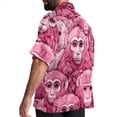 thumbnail image 3 of Pink Monkey Gorilla Men's Short Sleeve Hawaiian Poplin Shirt, Casual Printed Button Down Summer Beach Shirts - Unisex, 3 of 6
