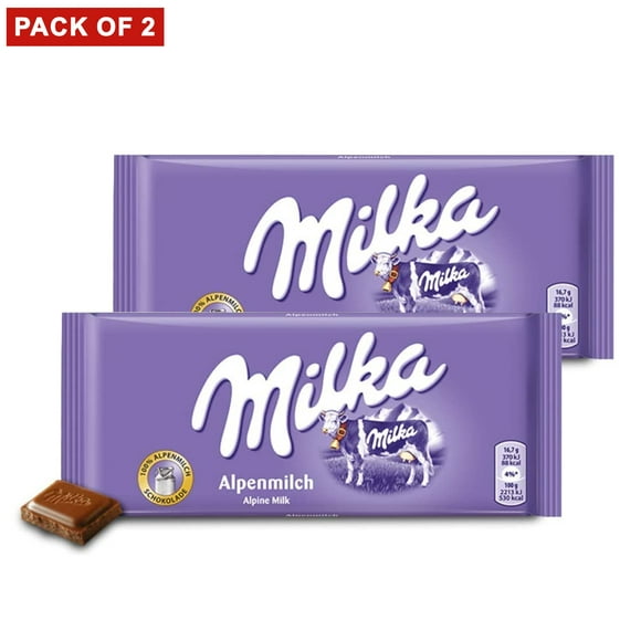 Milka Chocolate Alpine Milk 100g (Pack of 2)