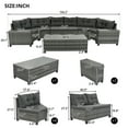 thumbnail image 3 of Outdoor Wicker Sofa Set 8-Piece, Half-Moon Sectional with Coffee Table, All-Weather PE Rattan, Waterproof and UV Resistant, Gray Cushions, Patio Furniture, 3 of 7