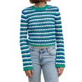 thumbnail image 1 of Sunloudy otoño mujer suéter de punto a rayas ganchillo recorte Casual manga larga cuello redondo pulóver Tops Streetwear Sunloudy  S M L XL, 1 of 9