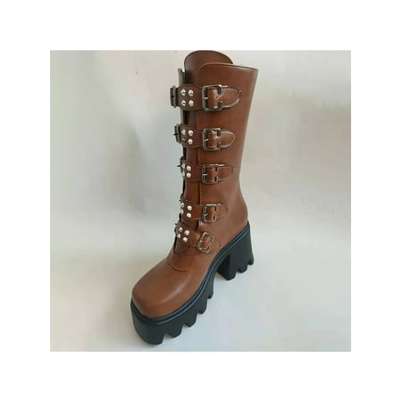 

UKAP Women s High Top Platform Anti-slip Mid Calf Boots Keep Warm Winter Snow Boots