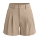 thumbnail image 5 of Pantalones Cortos de Ajuste Suelto para Mujeres Moda Casual Alta Cintura de Lino Mezcla Pantalones Cortos con Bolsillos, Poliéster Suave Recto Sólido Fondo de Verano para Diario, 5 of 6