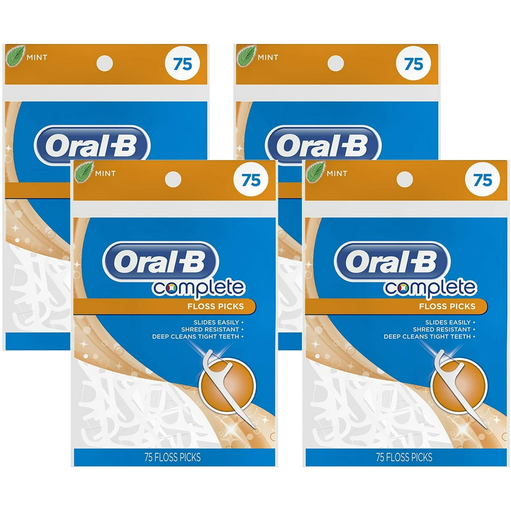 Oral B Complete Floss Picks, Mint, 75 Count, 4 Pack Oral B Complete Floss Picks, Mint, 75 Count, 4 Pack