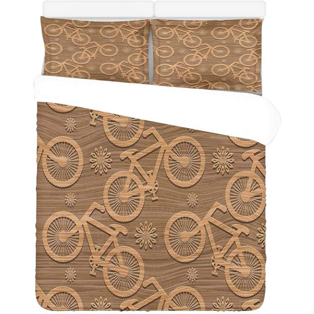 Juego de ropa de cama de 3 piezas ABPHQTO Funda de edredón Tráfico de Bicicletas Twin Size con 2 fundas de almohada
