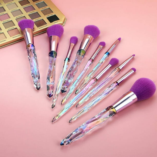 Makeup Brushes 10pcs Crystal Handle Makeup Brush Set Premium Synthetic Bristles Cosmetic Brush For Powder Foundation