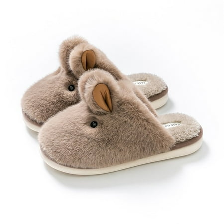 

CoCopeanut Cute Rabbit Ear Slipper for Women Winter Plush Warm Ladies Indoor Cotton Family Shoes Slides Kawaii Cartoon Women Home Slippers