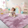 thumbnail image 2 of Buganda Soft Shag Area Rug, Washable Non-Slip Rug for Living Room Bedroom, Modern Decor Carpet, 6'X9', Dusty Pink, 2 of 6