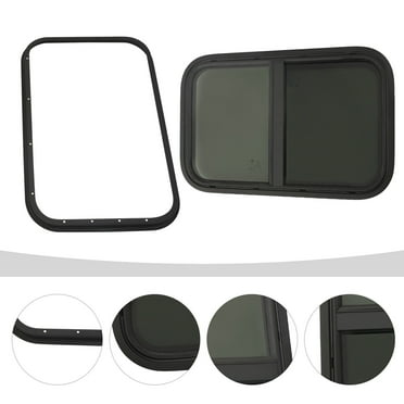 24" x 15"inch Camper Cargo Trailer Horizontal Slider RV Window W/ Screen Black