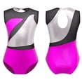 thumbnail image 5 of ZDHoor Kids Girls 2Pcs Sports Dance Suit Sleeveless Metallic Leotard Unitard with Booty Shorts Hot_Pink 10, 5 of 6
