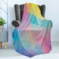 thumbnail image 4 of Indie Soft Flannel Fleece Throw Blanket, Abstract Triangles Classical Diamond Line Pattern in Dreamy Colors Modern, Cozy Plush for Indoor and Outdoor Use, 50" x 70", Multicolor, by Ambesonne, 4 of 5