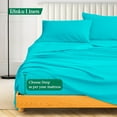 thumbnail image 4 of True Luxury 600 Thread Count Egyptian Cotton Sheet Set for QUEEN Size ( 60" x 80" ) Mattress Fits 24-26 Inches Fully Elastic Deep Pocket ( Stripe, Turquoise ), 4 of 4