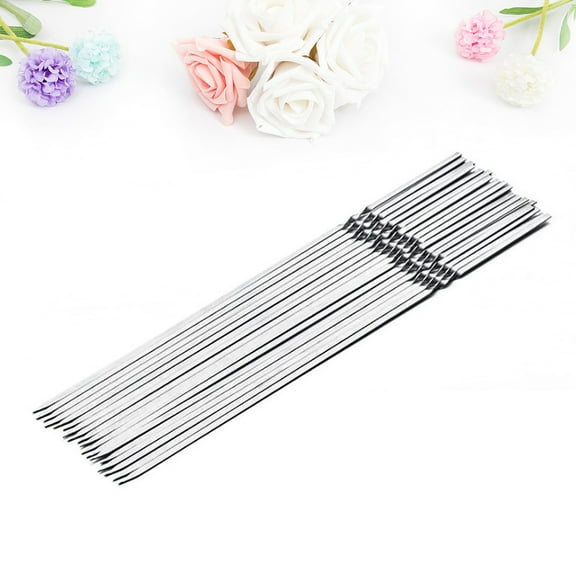 LEORX 20PCS Food-grade Metal Barbecue Needles Prevent Food Spinning for BBQ Lovers Silver