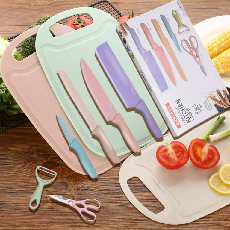 6 Pcs Colorful Kitchen Knife Set,Colored Kitchen Knives Set with Non-Stick  Coating for Cooking,Travel 