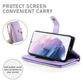 thumbnail image 4 of For Samsung Galaxy S21+ 5G 6.7-inch Wallet Case for Women Men Multi-Card Slots Zipper Pocket Lanyard Strap Wristlet Leather Phone Case,Purple, 4 of 7
