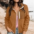 thumbnail image 6 of Smsaxvxz Women's Lamb Wool Warm Jacket Fashion Solid Long Sleeve Full Zip Coats Fall Winter Tops with Pockets Orange 2XL, 6 of 8