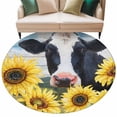 thumbnail image 2 of Cow Sunflowers 8' Round Area Rug, Farmhouse Animal Blue Sky Wooden Grain Washable Non-Slip Large Circle Rugs for Living Room Bedroom, Soft Low Pile Rug Carpet for Dining Room Kitchen Farmhouse, 2 of 9