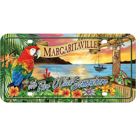 Rico Industries MTG111128C 5 O'clock Margaritaville Metal License Plate Tag